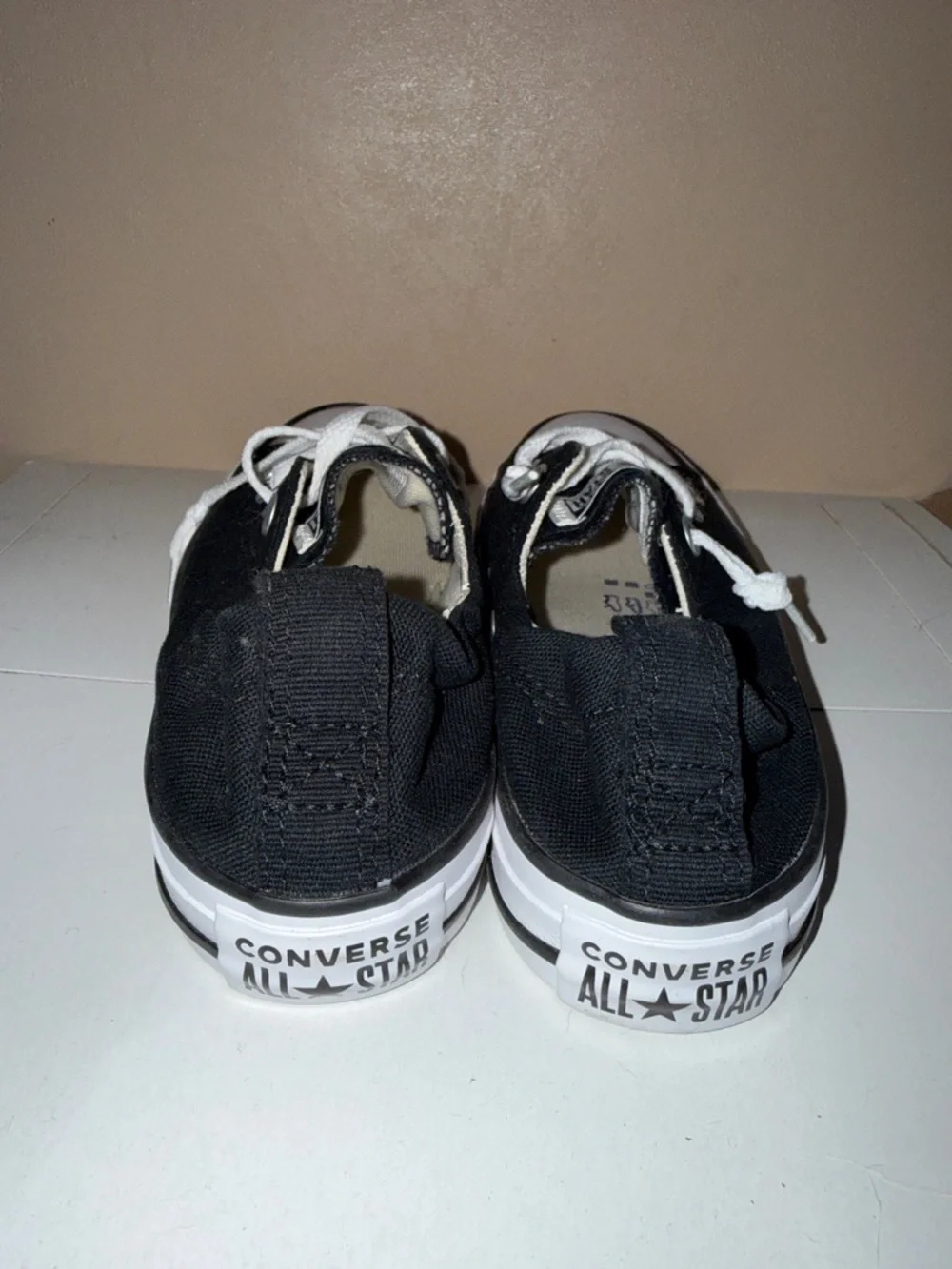 Converse Black and White Low Top Canvas Sneakers - Picture 6 of 8